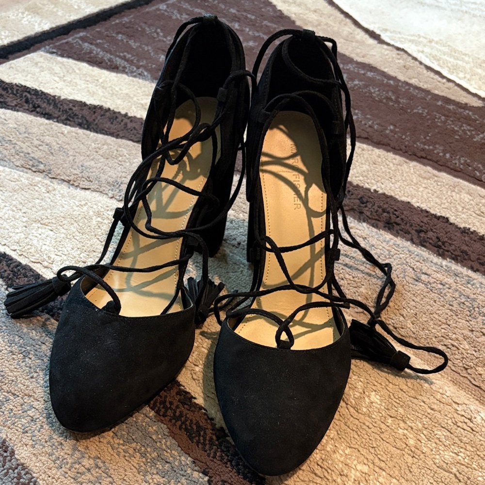 Marc Fisher Black Lace-Up Heels